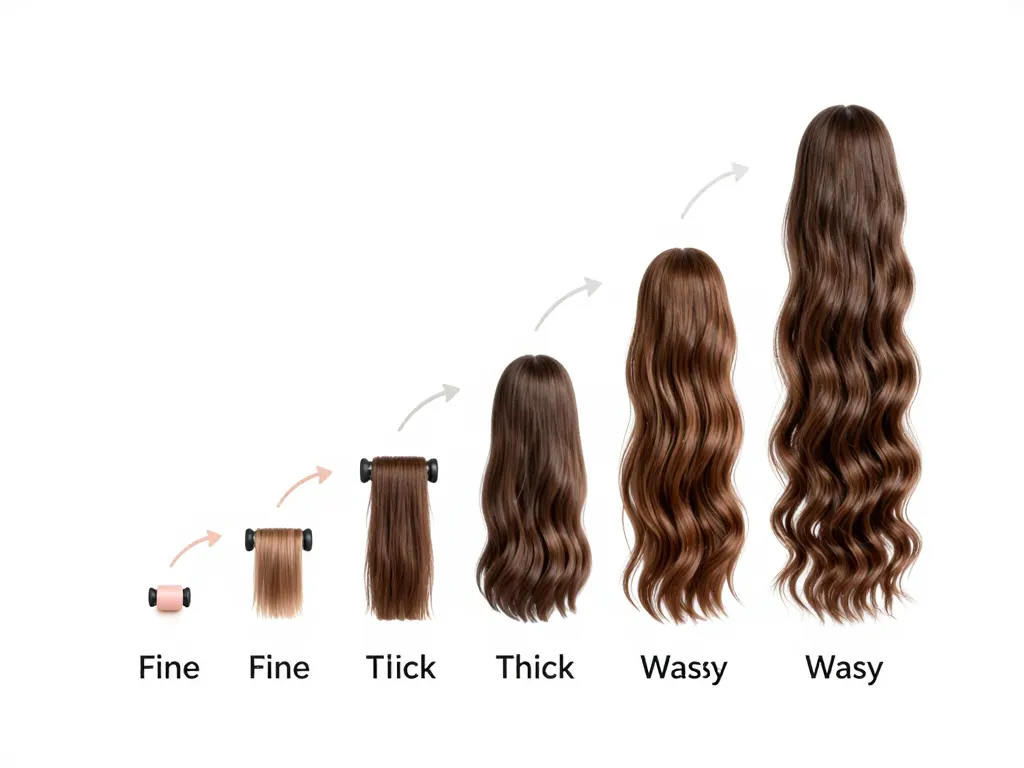 Tailles bigoudis chauffants et types de cheveux associés