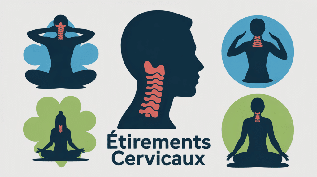 illustration de comment étirer les cervicales dans une ambiance zen