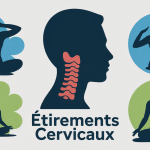 illustration de comment étirer les cervicales dans une ambiance zen