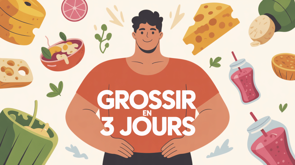 comment grossir en 3 jours illustration stylisée aliments caloriques