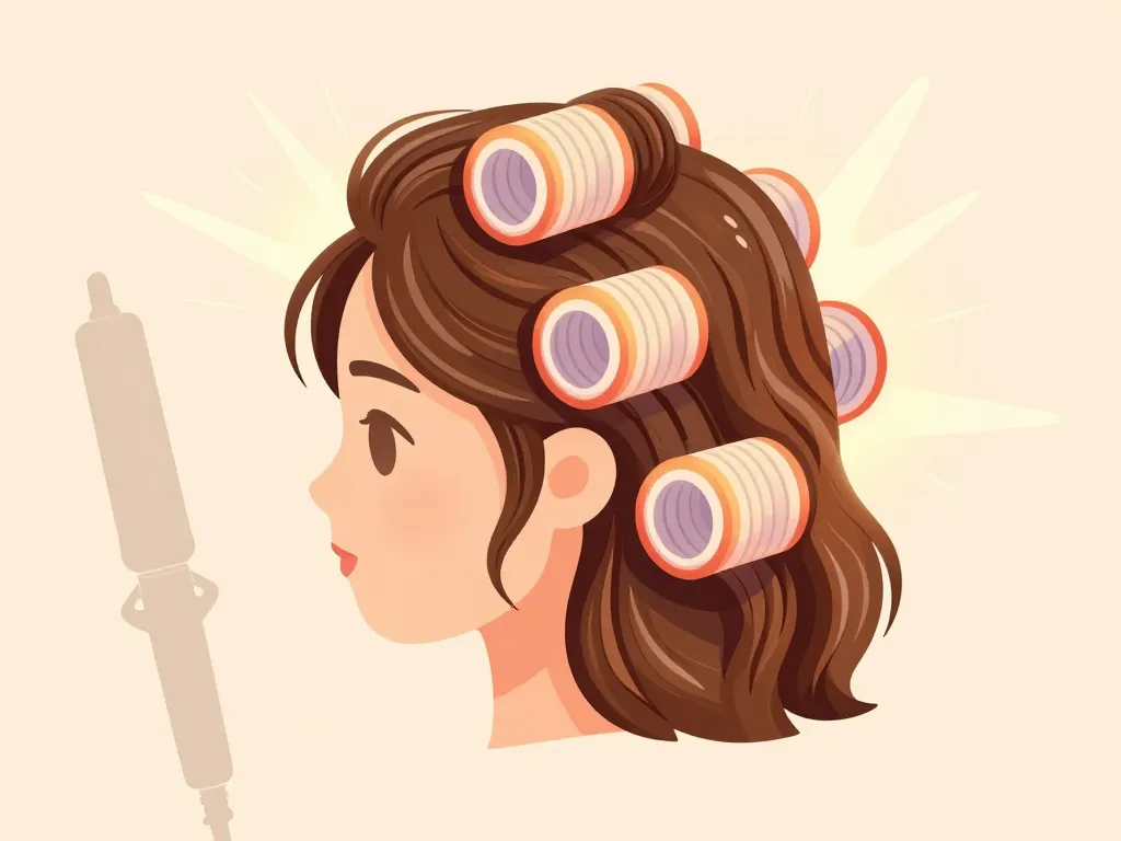 Schéma fonctionnement bigoudis chauffants sur cheveux brillants