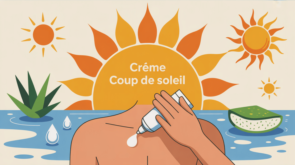 illustration creme coup de soleil apaisement peau rougie