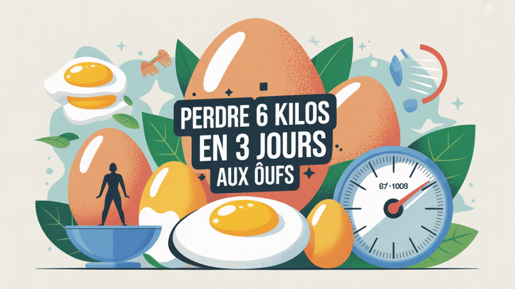 illustration conceptuelle perdre 6 kilos en 3 jours œufs