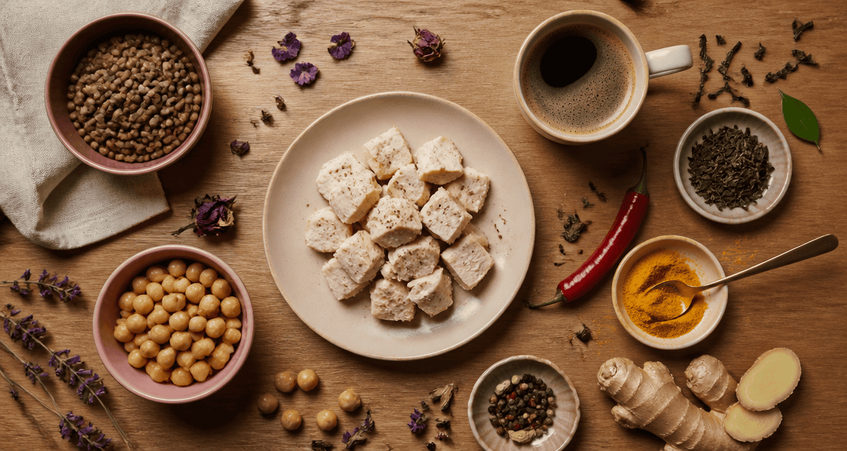 aliments qui boostent le métabolisme sur table en flat-lay