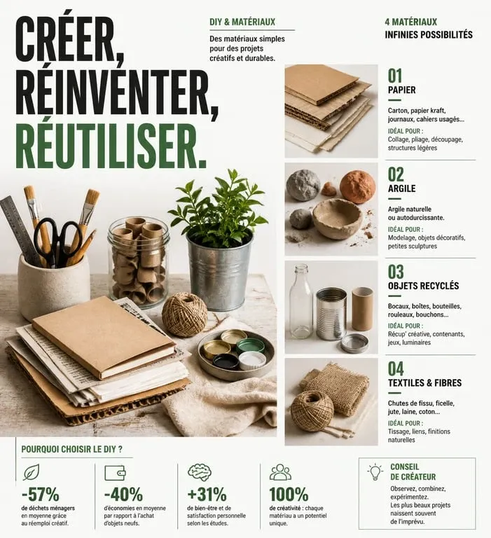 Exemples d'activités manuelles et matériel de base pour débuter le DIY