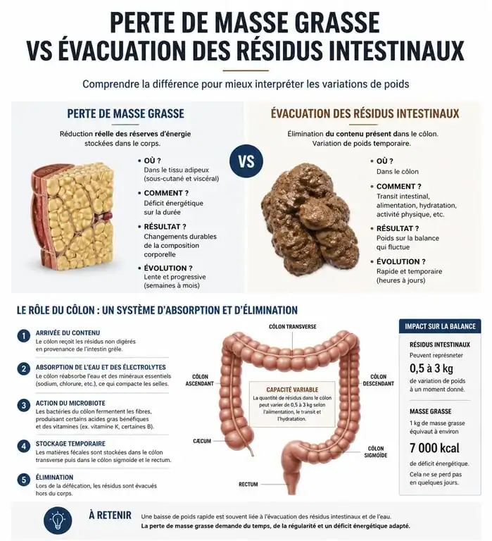 Infographie sur la différence entre perte de poids et nettoyage du côlon