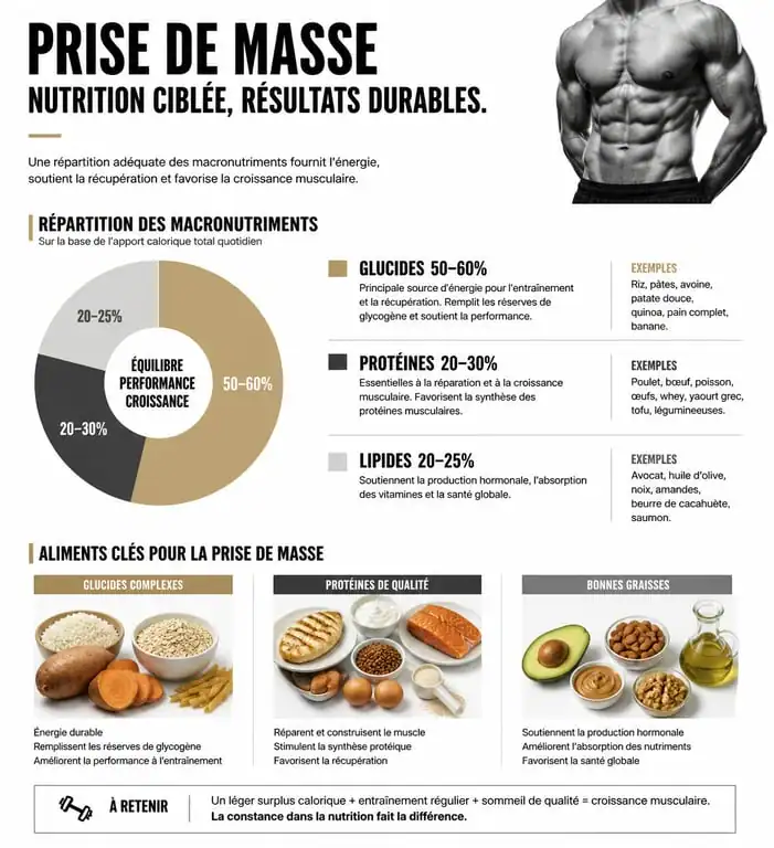 Infographie sur les aliments pour la prise de masse musculaire