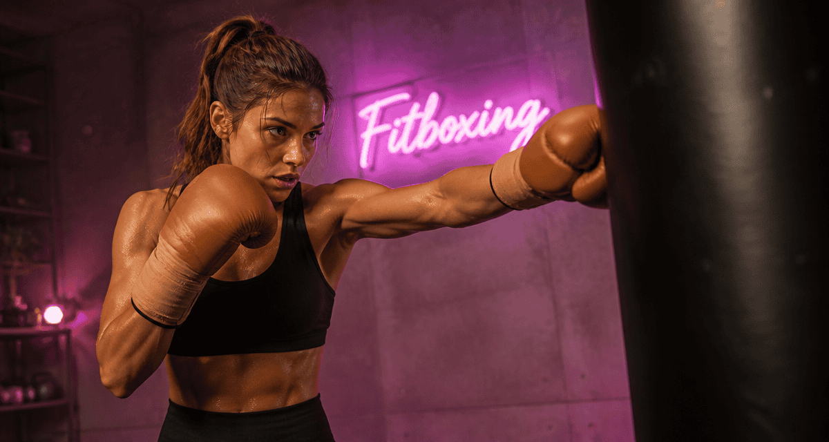 fitboxing femme athlétique frappe sac studio