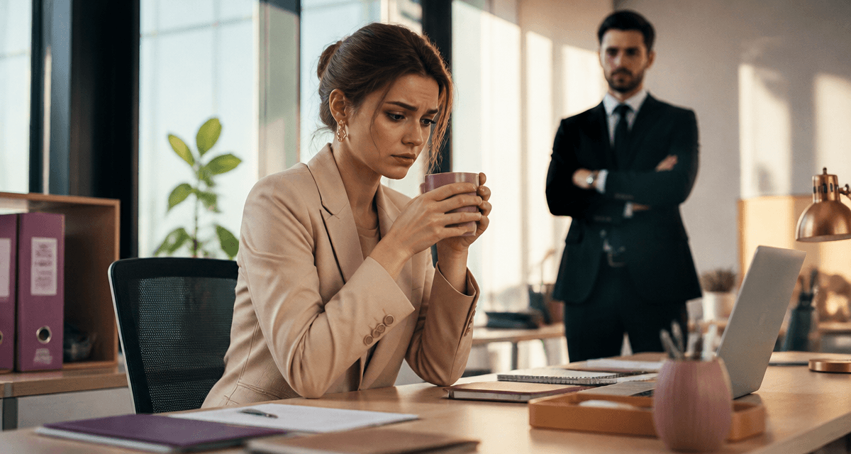 management toxique exemple femme stressée manager observe