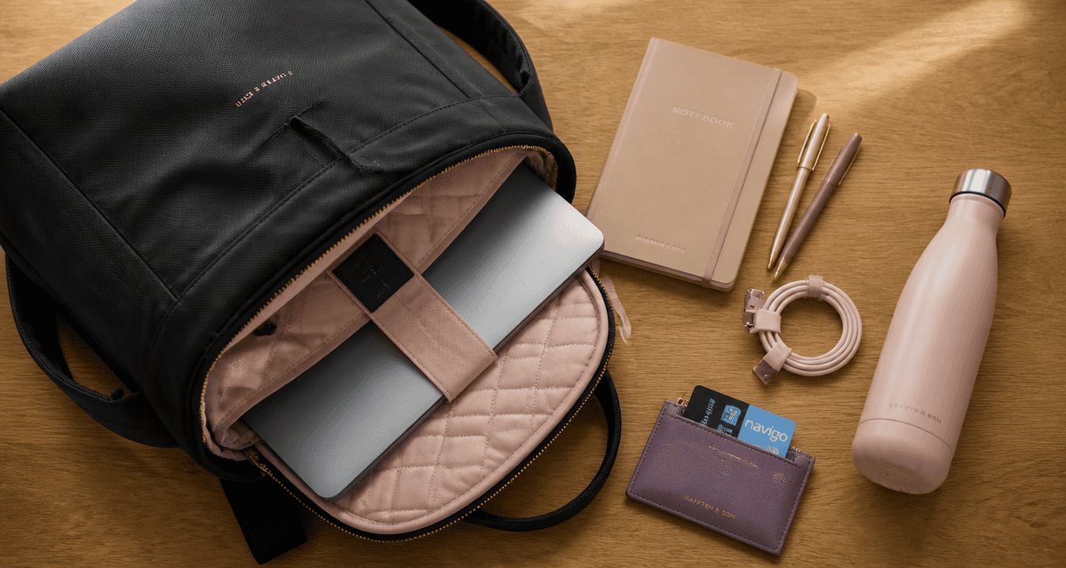 meilleur sac a dos ordinateur portable sur un bureau avec accessoires