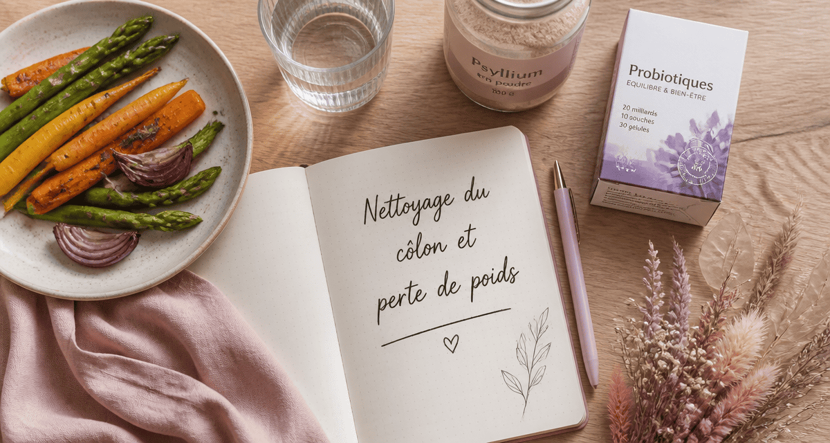 nettoyage du côlon et perte de poids, assiette légumes et probiotiques