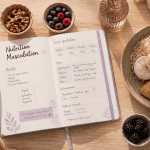 Nutrition pour la musculation, plat protéiné et carnet
