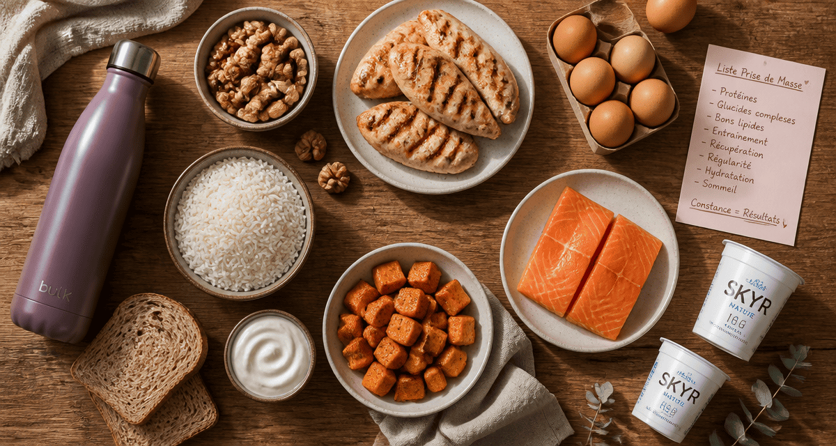 prise de masse musculaire aliments sur table
