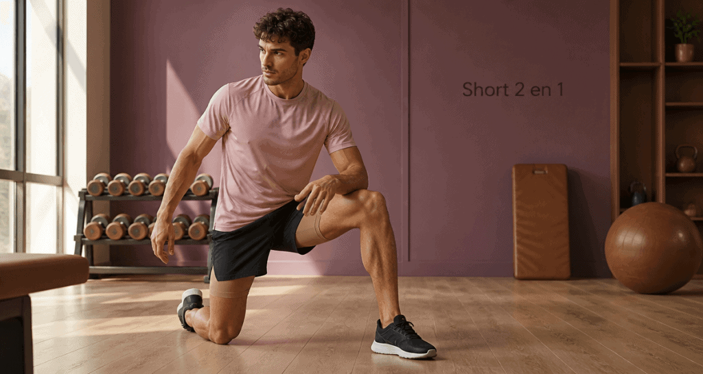 short 2 en 1 homme salle de sport