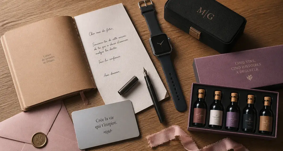 Cadeau qui touche un homme 50 ans : montre, lettre, coffret cuir, vin