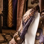 Chemise africaine homme en Wax ouverte, dos, t-shirt blanc