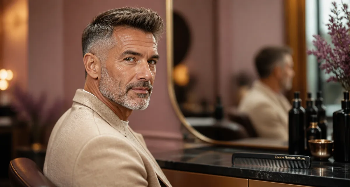 coupe homme 50 ans moderne poivre et sel