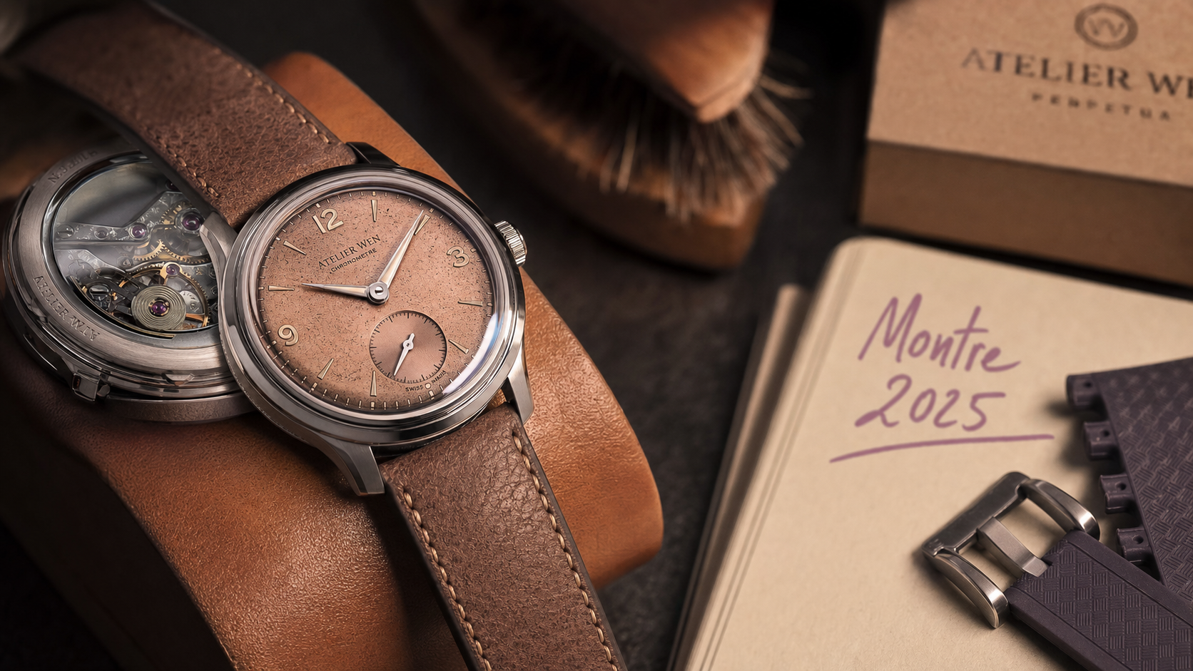 Montre homme 2025 : gros plan cadran néo-vintage, verre saphir bombé