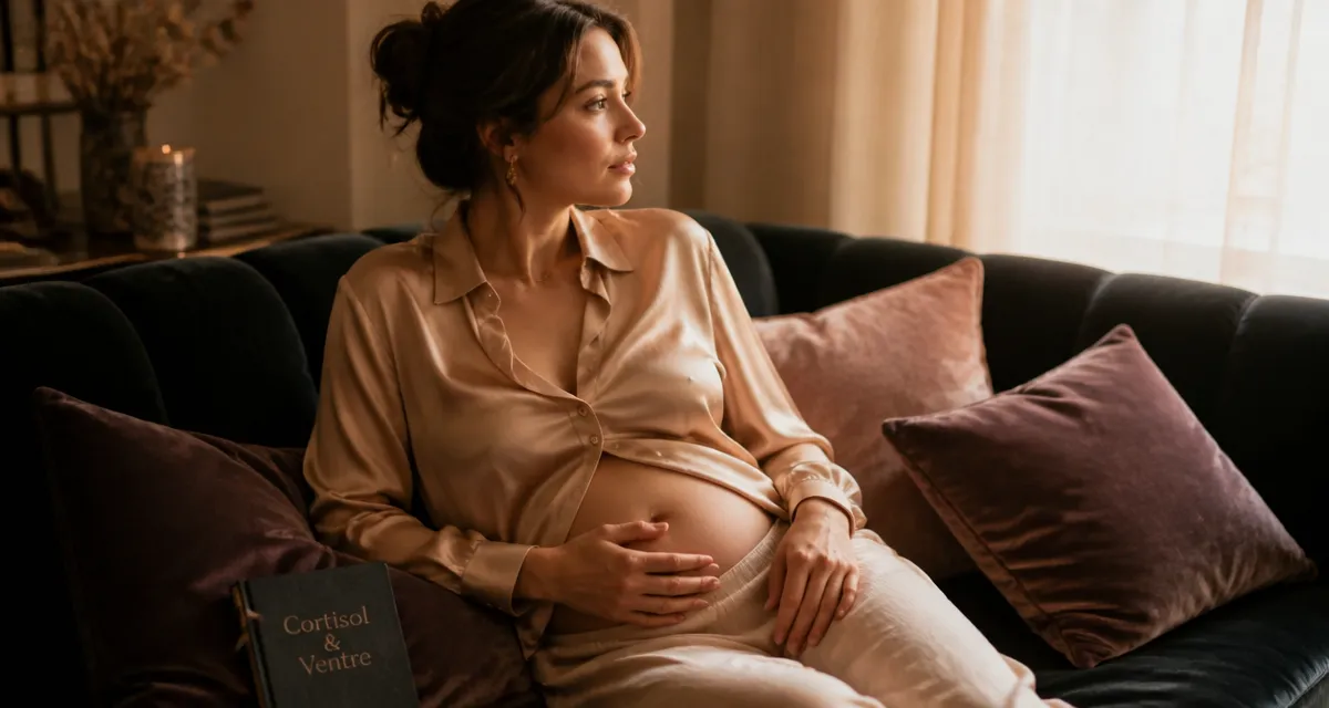 taux de cortisol eleve et ventre gonfle femme canapé