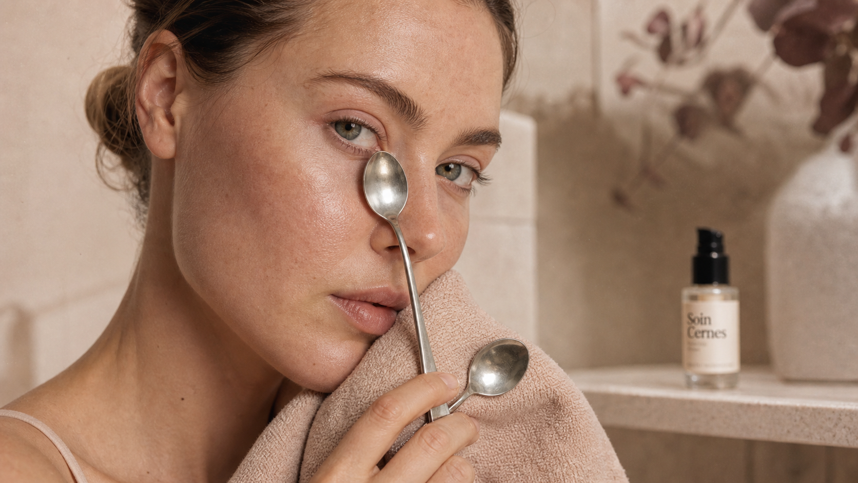 Comment cacher ses cernes sans maquillage : cuillères froides sur contour des yeux, sérum et hydratation