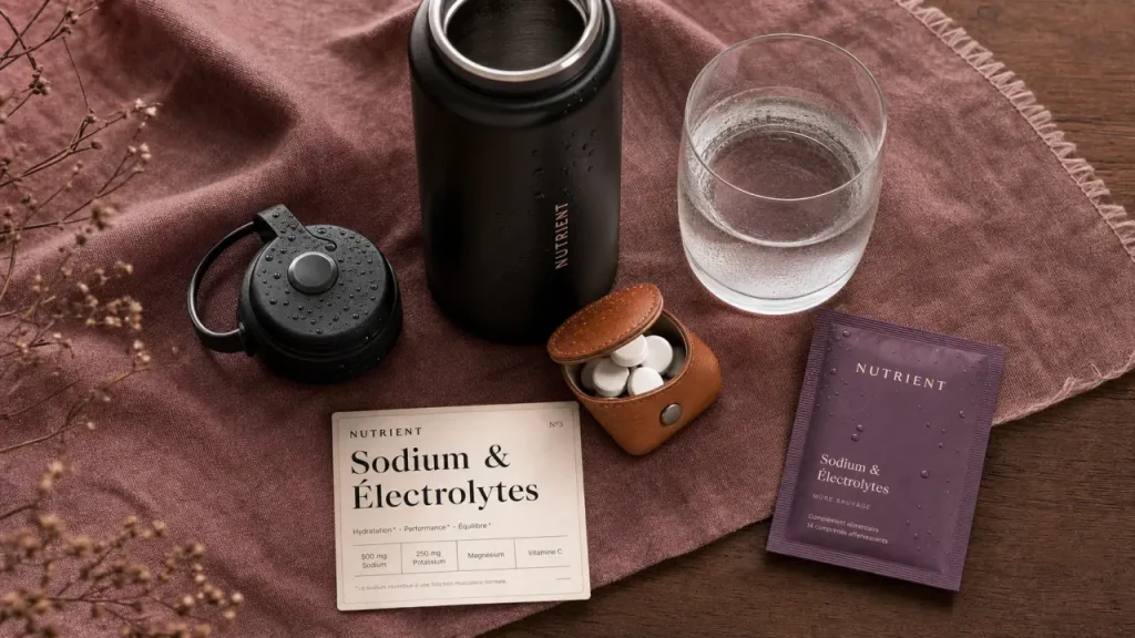 Electrolytes sodium sport : eau, sachet et pastilles pour l’effort prolongé