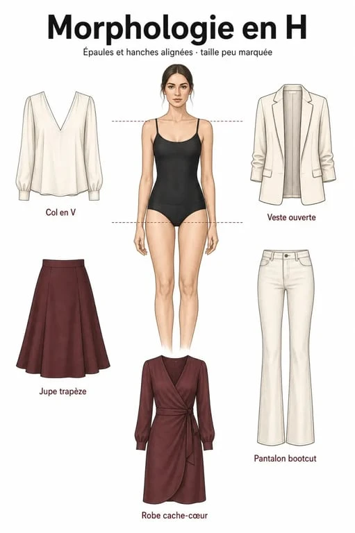 Morphologie en H : silhouette rectangle et vêtements adaptés