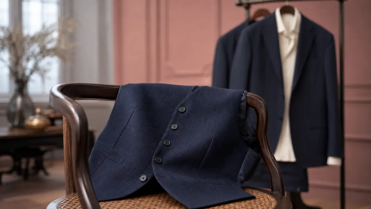 Gilet homme costume bleu marine en atelier chic
