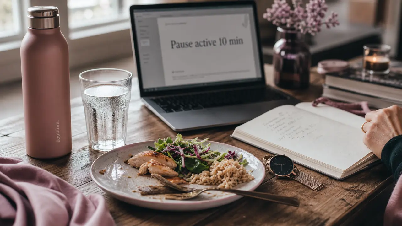 Lutter contre la fatigue de l’après-midi : pause active 10 min, marche et déjeuner stable