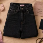 Marque de jeans femme : jeans taille haute, mètre ruban et denim