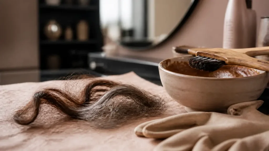 Cheveux blancs et coloration végétale : couvrir sans effet casque ni fibre agressée