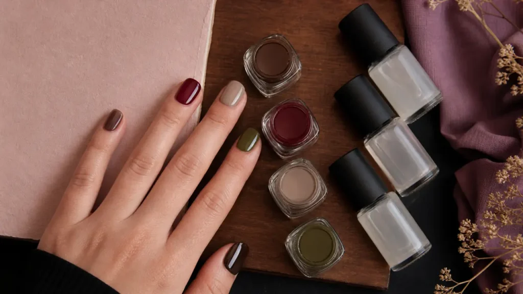 Bruns café, vert olive, Jelly translucide : les couleurs d’ongles à porter à l’automne 2025