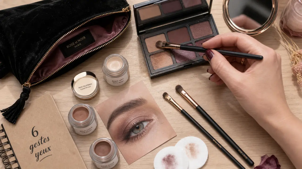 Démonstration maquillage yeux avec 6 gestes faciles, palette nude et pinceaux