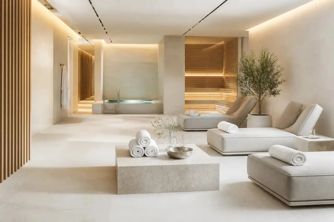 Ressource sport spa bien être : espace spa et récupération élégant dans un club premium
