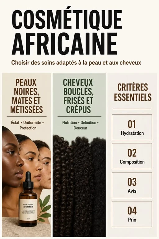 Cosmétique africain : visuel éditorial comparant les besoins de la peau et des cheveux