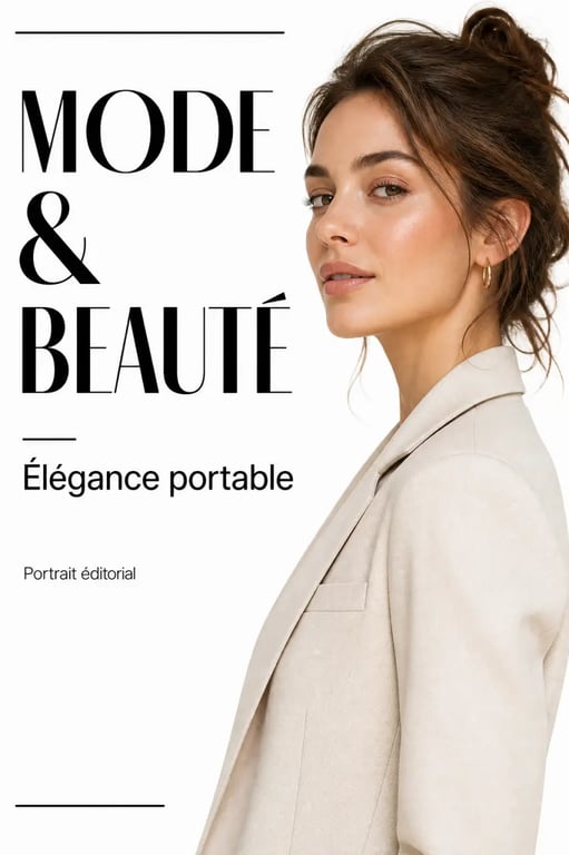 Mode & Beauté : chignon souple et teint lumineux dans un look éditorial portable