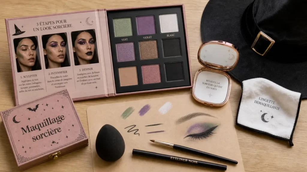 Maquillage visage sorcière : 30 minutes, fard vert et erreurs à éviter