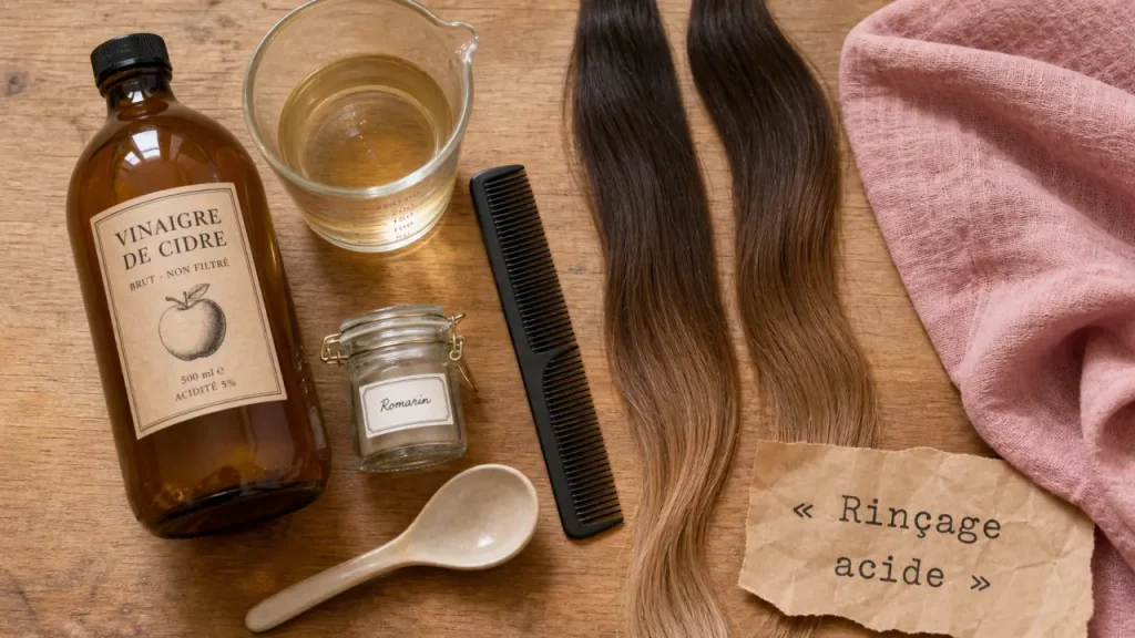 Vinaigre de cidre pour les cheveux : brillance, démêlage et cuir chevelu rééquilibré