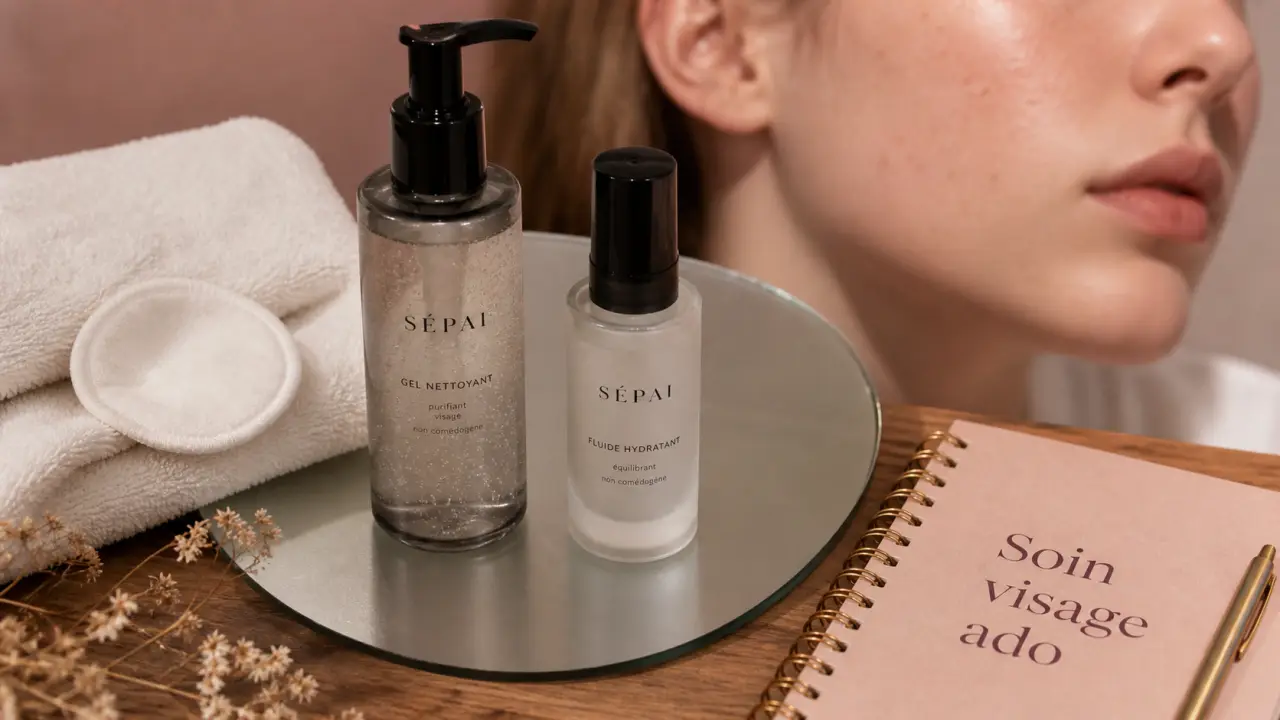 Soin visage ado : gel nettoyant et crème hydratante non comédogène